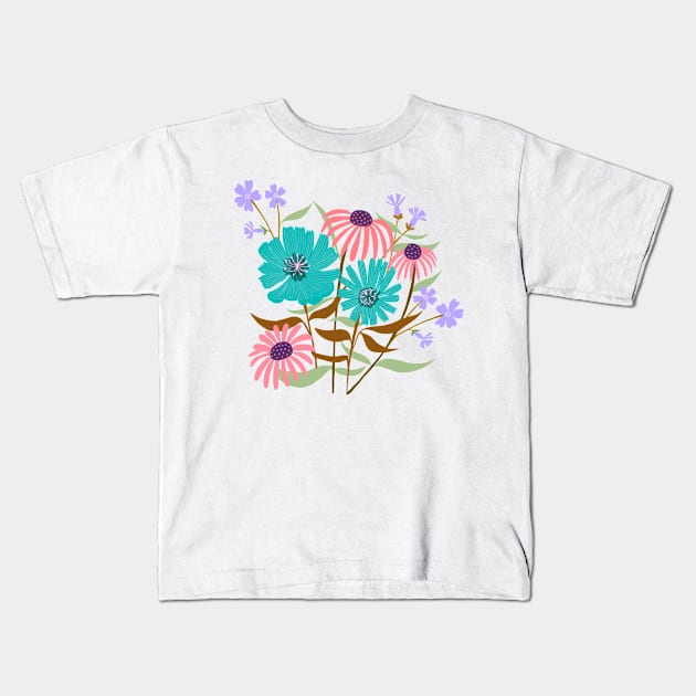 Summer florals. Kids T-Shirt by Papergrape